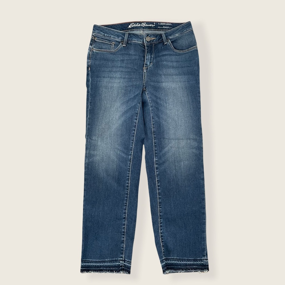 Eddie Bauer Straight Cropped Raw Hem Jeans